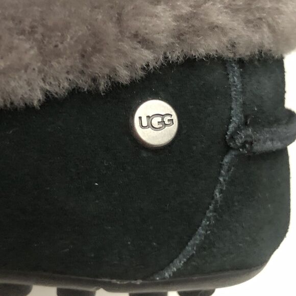 UGG Women Gray Black Shearling Lined Flat Slippers Solana Loafer 1020041 US 6 - Picture 3 of 12